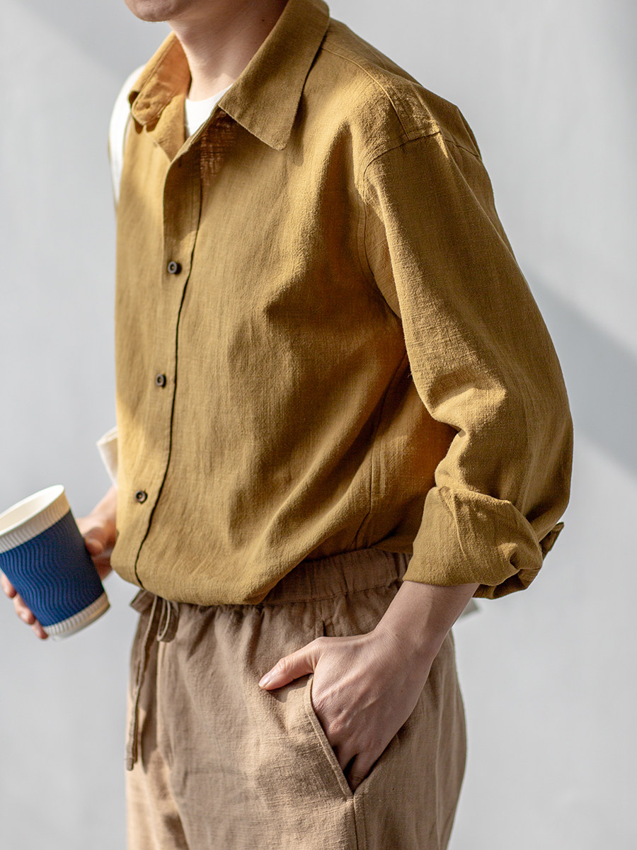 【春天不能少的棉麻衬衫】几立双色棉麻长袖情侣款衬衫,男装,衬衫,淘宝优惠券,粉丝福利购,淘宝优惠卷