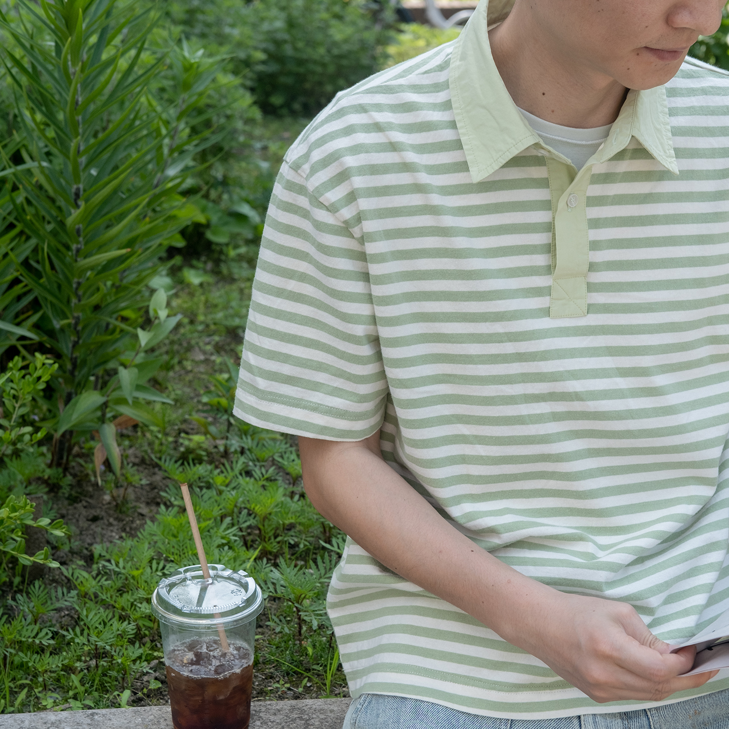 【海盐柠檬汽水儿】几立 夏季糖果色条纹拼接领子短袖翻领Polo衫