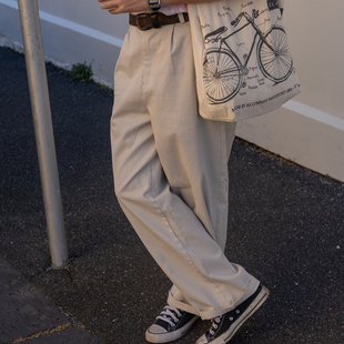 纯棉直筒宽松休闲裤 几立 保持随意 西裤 保持松弛