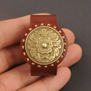 手缝皮带环束口牛皮环扣介子套圈套环腰带饰品