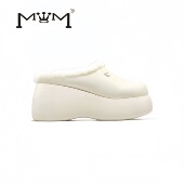 暖心小香～8cm羊皮兔毛厚底包头拖 原创设计2025秋冬名媛小香风