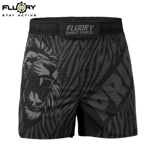 FLUORY火垒运动短裤自由搏击裤狮子男女健身MMA短裤防走光