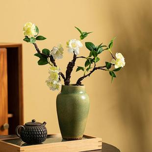 饰花瓶干花鲜花陶罐客厅插花摆件轻奢高级感 景德镇复古简约陶瓷装