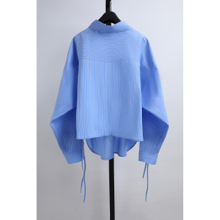 休闲衬衫 沈姐原单26年春季 抽绳底摆条纹长袖 韩国品牌女装 衬衣 新款