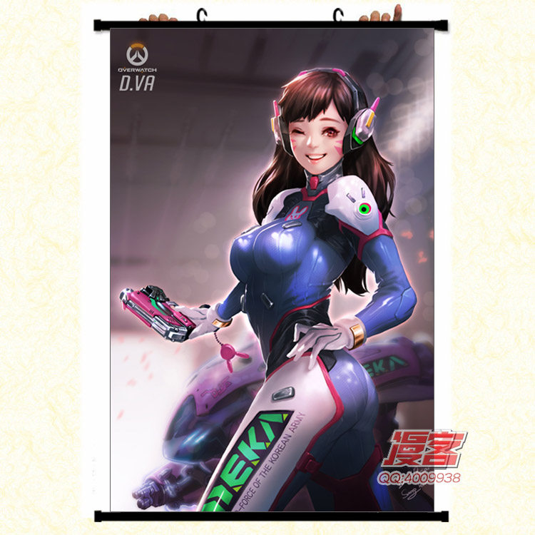 守望先锋d.va周边卷轴海报挂画 overwatch艺术布壁画 1件包邮