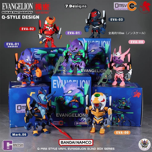 现货万代福音战士qmsv eva高达盲盒系列潮玩手办Q版机甲摆件礼物