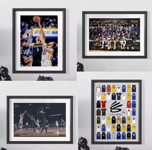 勇士库里VS文班亚马球迷纪念相框照片墙送朋友摆件酒吧体彩店礼物