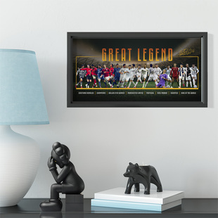 C罗职业生涯长款相框照片墙 小小罗足球球迷礼物球馆装饰酒吧壁画
