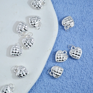 足银990爱心菱格吊坠时尚 气质百搭坠子6068