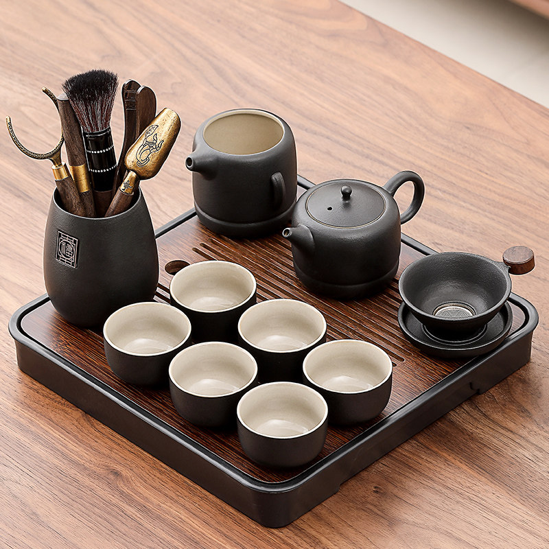 唐丰黑陶茶具套装茶台一整套小型2025新款家用喝茶泡茶器轻奢高档