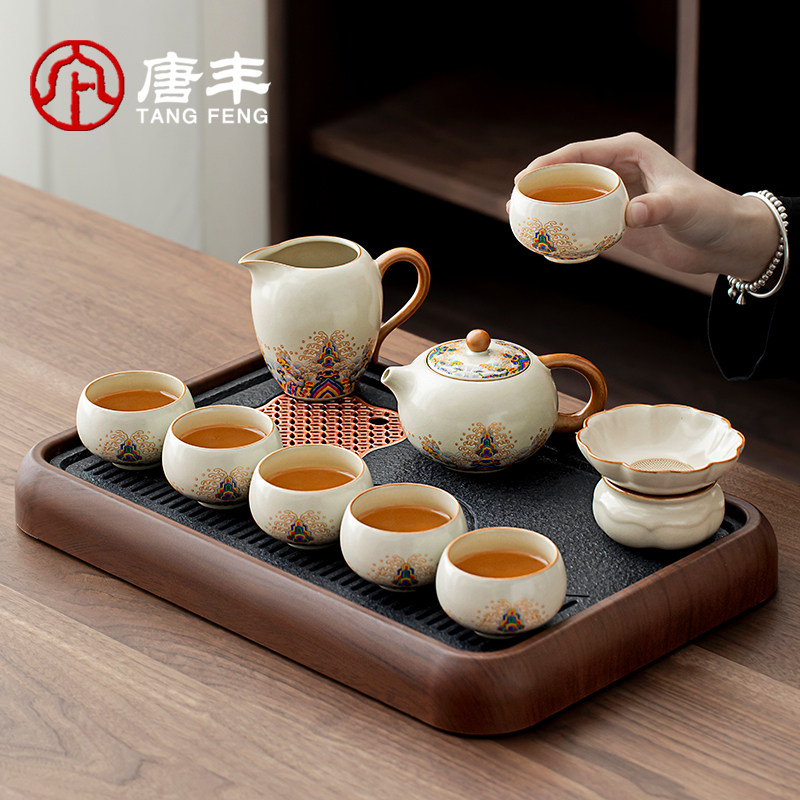 唐丰2025新款汝窑功夫茶具套组家用泡茶专用西施壶瓷器茶台一整套