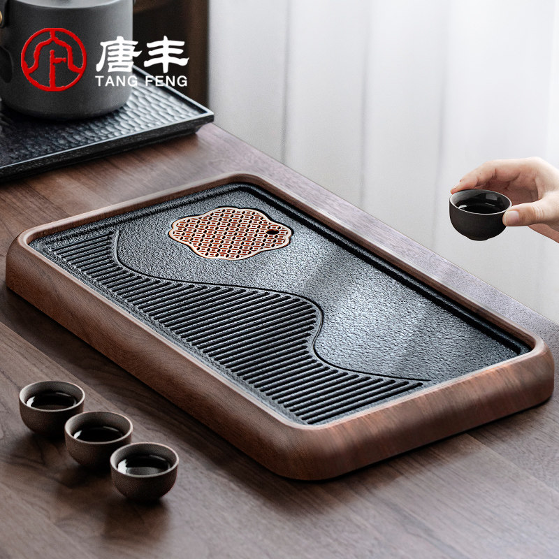 唐丰茶盘小型一人排水式家用干泡茶盘彷乌金石茶台2025新款