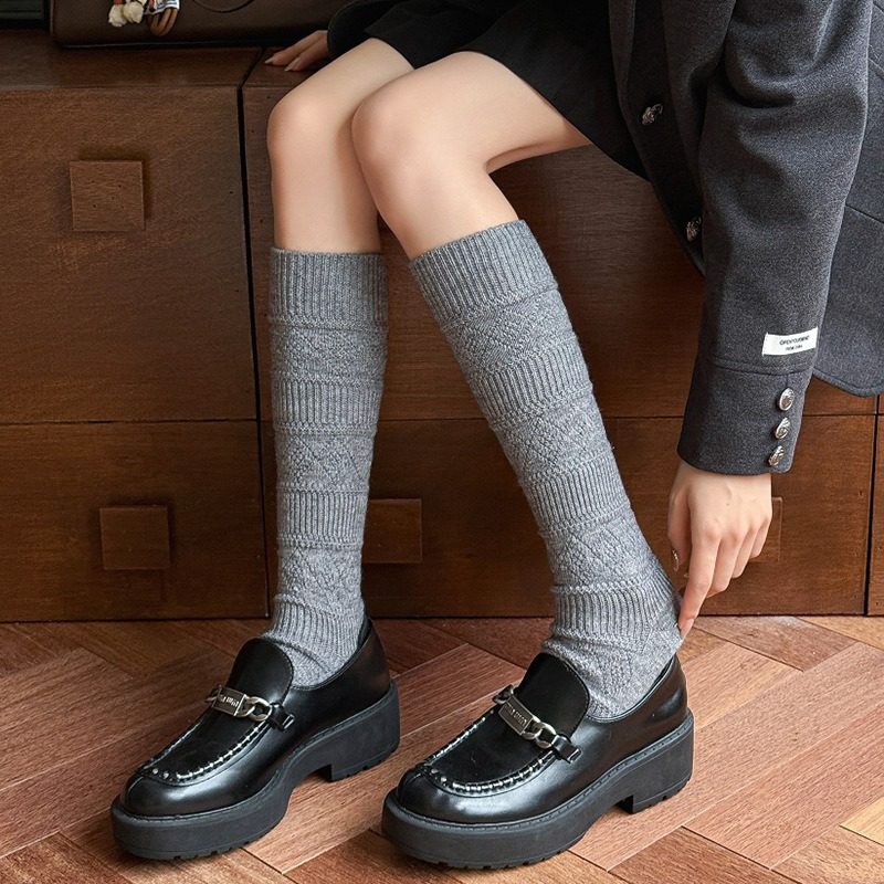 秋冬保暖小腿袜子女加厚羊毛长筒袜纯色简约菱格暗纹堆堆袜显瘦,女士内衣/男士内衣/家居服,连裤袜/打底袜,淘宝优惠券,粉丝福利购,淘宝优惠卷