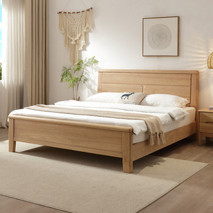 白橡木北欧全实木床1.8双人床1.5简约1.35m日式 小户型1.2婚床家具