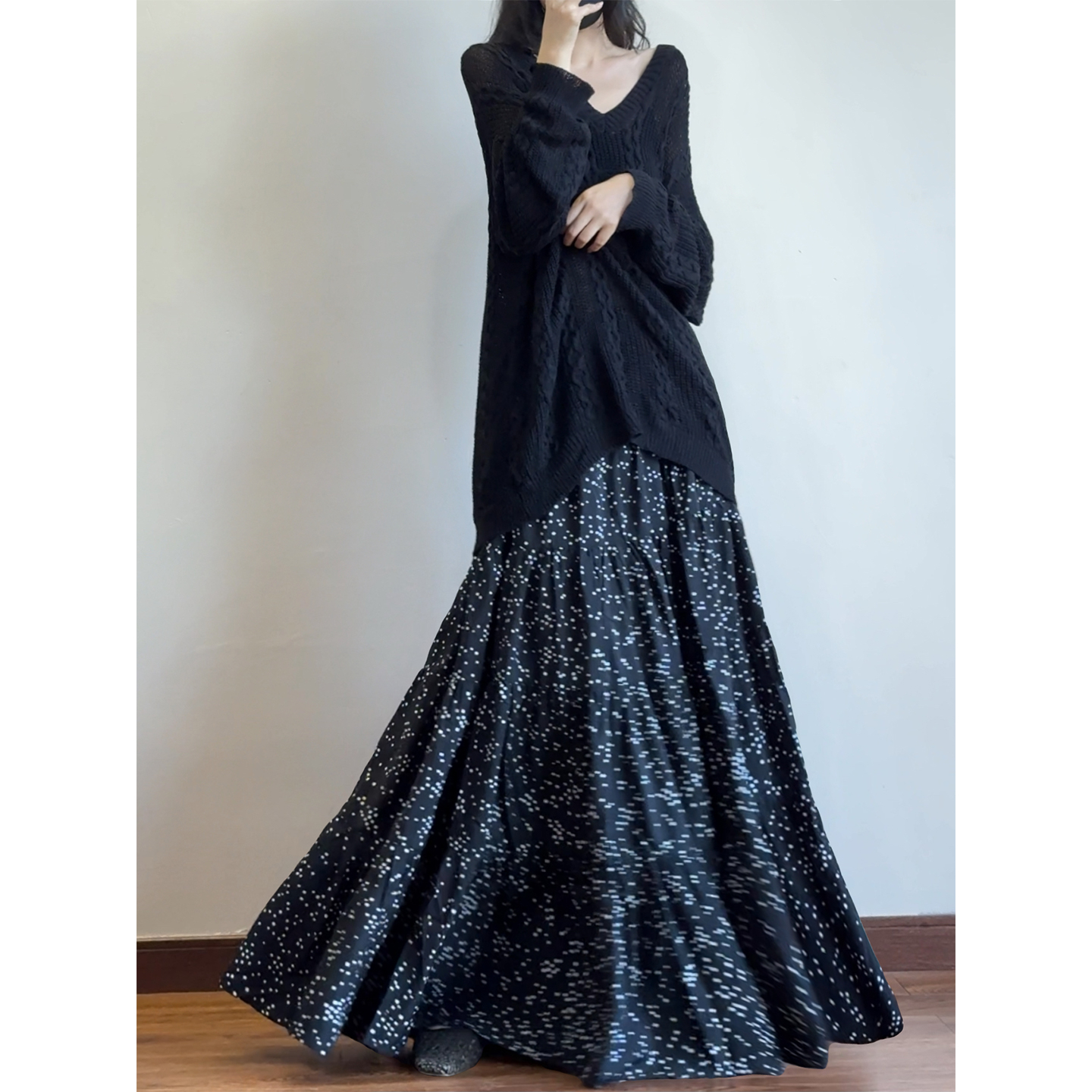 梨形身材遮胯显瘦波点半身裙