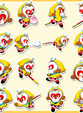 西游记孙悟空卡通手账贴纸学生日记笔记本水杯手机壳可爱装饰贴画
