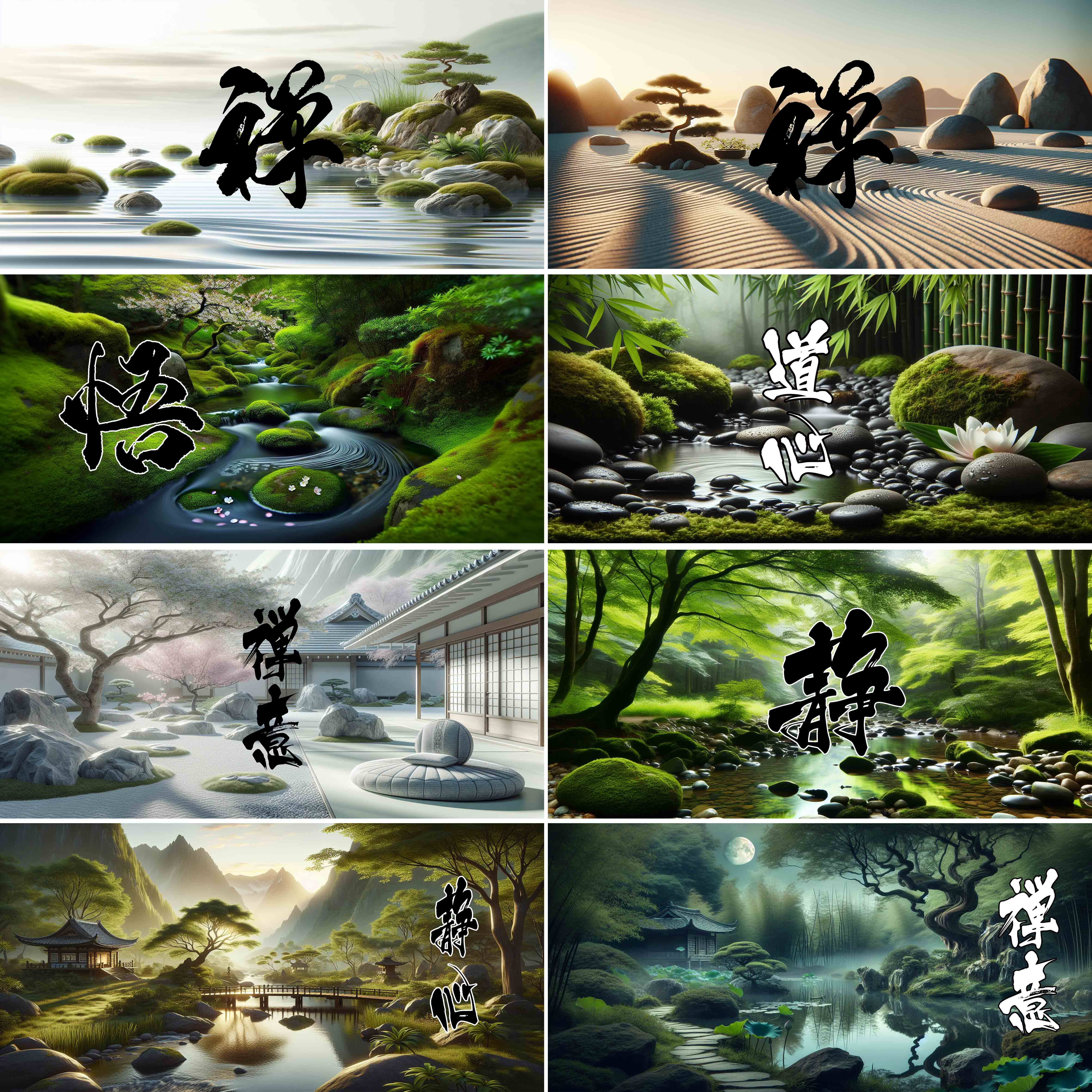 鱼缸背景贴纸背景纸画鱼缸竹林风景图水族箱壁纸造景装饰画自粘画