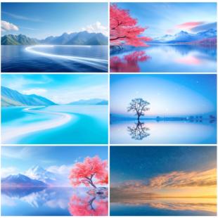 鱼缸背景贴纸湖海海洋海景水族箱造景装饰贴画定制缸外自粘外贴画