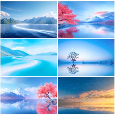 鱼缸背景贴纸湖海海洋海景水族箱造景装饰贴画定制缸外自粘外贴画