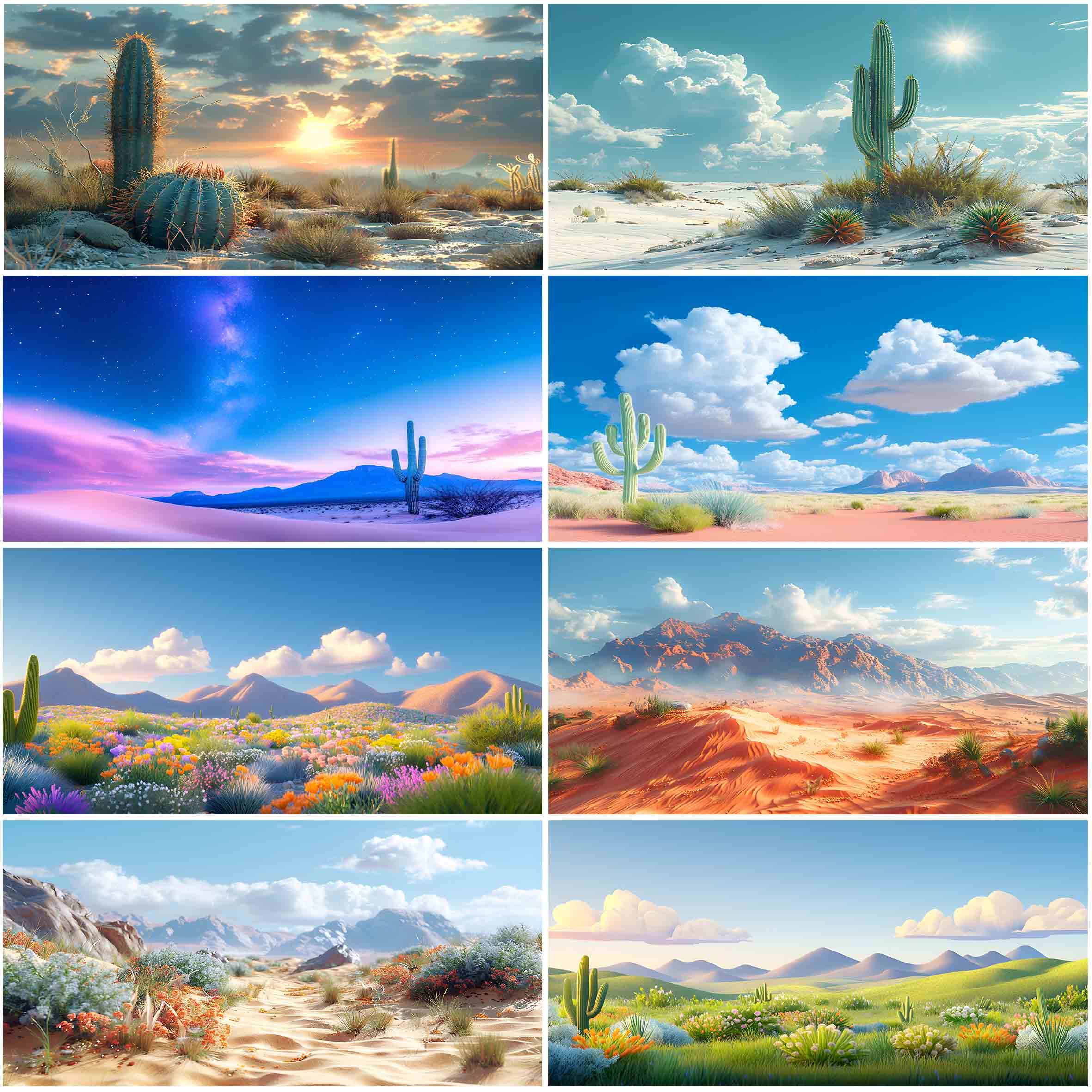 鱼缸背景贴纸水族箱造景装饰画自粘缸外个性梦幻沙漠风景背景贴画