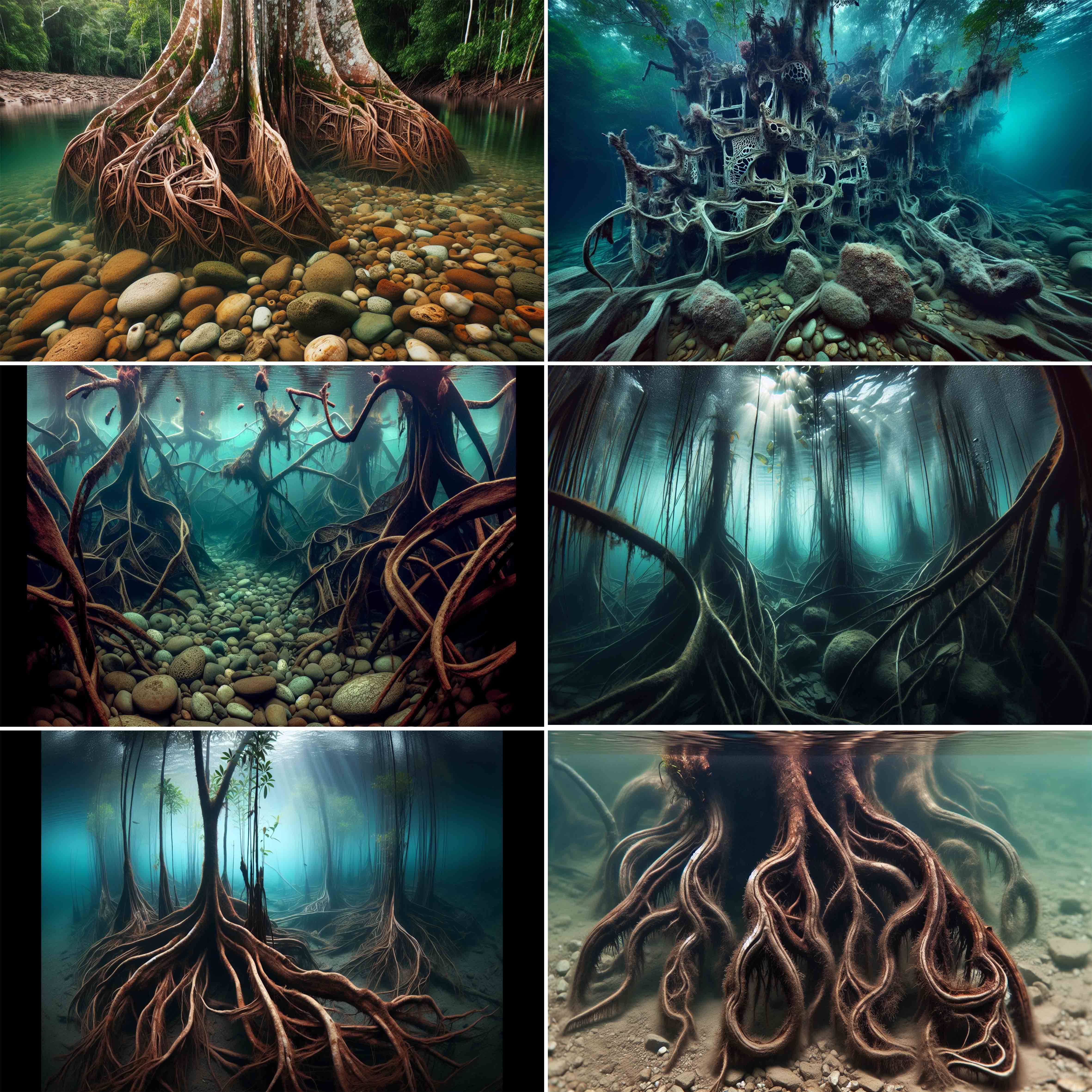 鱼缸背景贴纸水族箱造景装饰画自粘缸外个性梦幻树根海底世界贴画