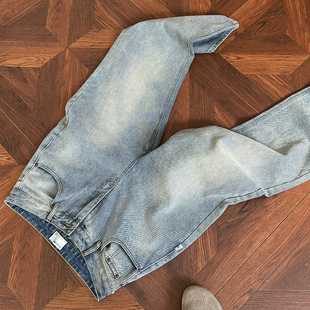 子潮baggy 复古男女宽松cleanfit裤 RCMAN 水洗做旧牛仔美式