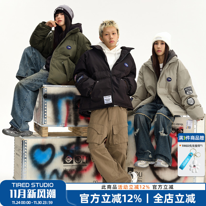 TIRED加厚冬季宽松棉衣