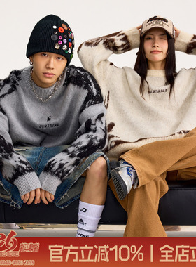 TIRED美式慵懒废土风美拉德毛衣男女2025秋冬情侣针织衫套头外套