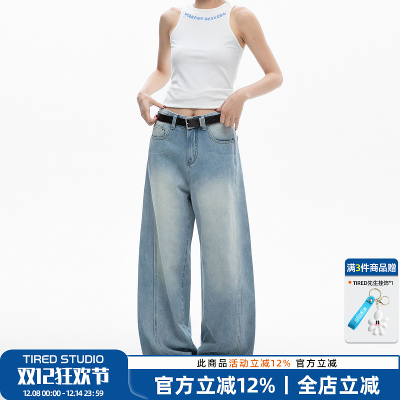 单行者新款直通牛仔裤