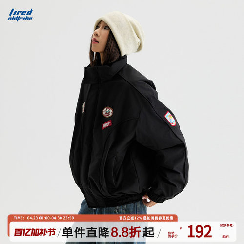 TIRED美式复古贴标立领棉服冬季