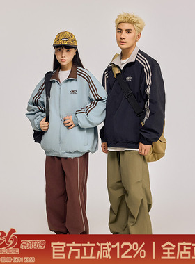 TIRED美式复古双面穿运动夹克春秋季国潮街头外套情侣休闲上衣潮