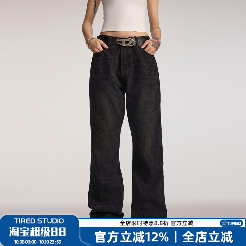 TIRED长裤秋季直筒裤牛仔裤