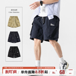短裤 休闲裤 男夏季 宽松街头中裤 男 山系cityboy五分裤 日系复古工装