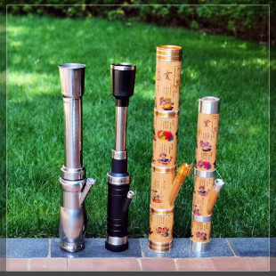 云南伸缩水烟筒不锈钢大小号烟斗壶直式高档竹子水烟丝袋便携烟具