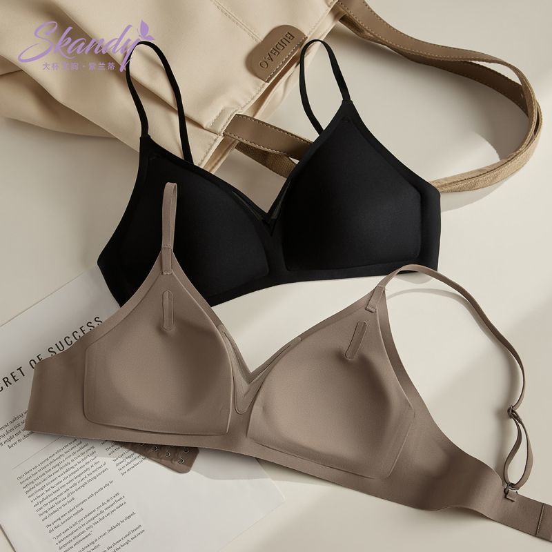 紫兰蒂无痕内衣女大胸显小胸聚拢美背法式三角杯大U露背文胸罩