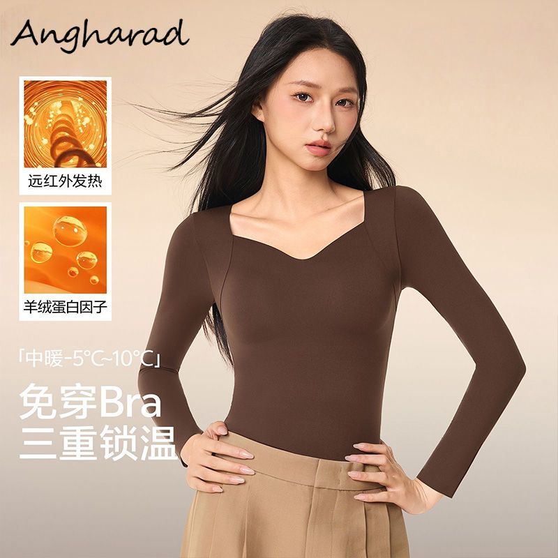 ANGHARAD保暖内衣女带胸垫打底衫上衣2025新款冬季发热秋衣肌底衣