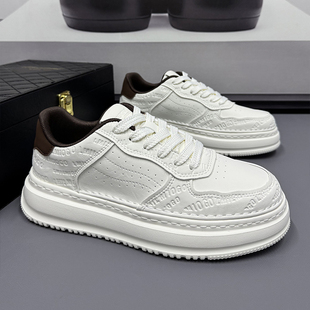 白色皮面鞋 子男款 休闲鞋 大码 脚肥脚宽男鞋 男士 百搭透气板鞋 小白鞋