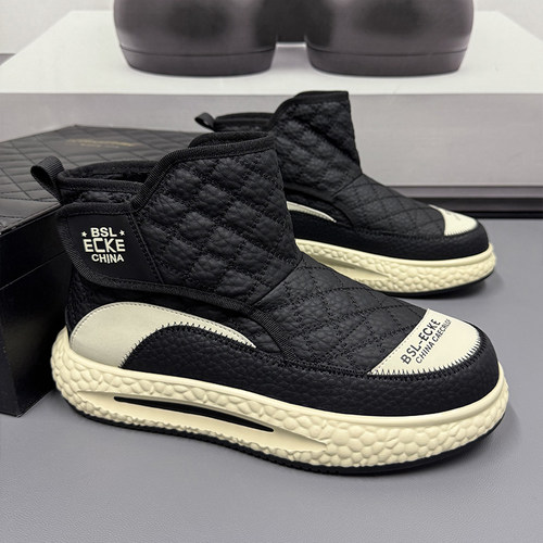 特大码时尚男鞋2025新款45中帮休闲加绒鞋46全皮面雪地棉靴47靴子