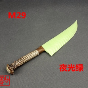 现货天然黑曜石刀绿夜光鹿角柄爪子刀手工打制石器刀龙晶石刀M29