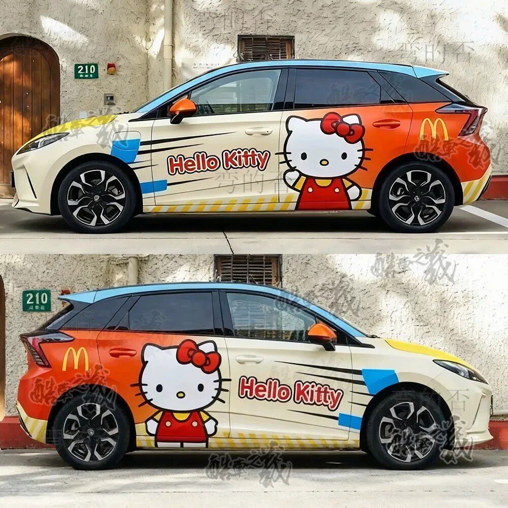适用于MG4 Hello kitty+麦当劳双厨狂喜汽车改色贴膜彩绘个性定制