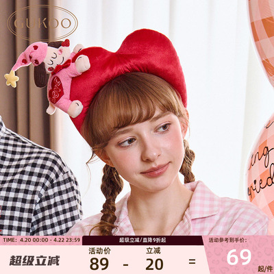 果壳可爱爱心小狗红色情侣发饰