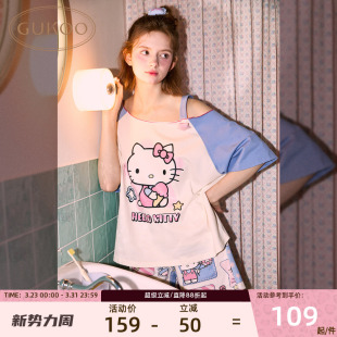 短袖 果壳夏季 Gukoo 睡衣kitty纯棉甜美女家居服可外穿 清仓