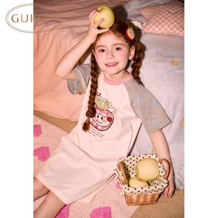 舒适睡衣可外穿 女儿童夏季 Gukoo 果壳圆领轰轰小狗舒适短袖