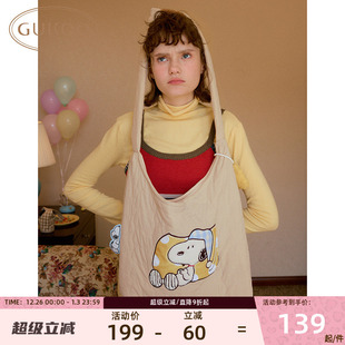 Gukoo 果壳史努比卡通印花帆布包女单肩托特包大容量通勤包