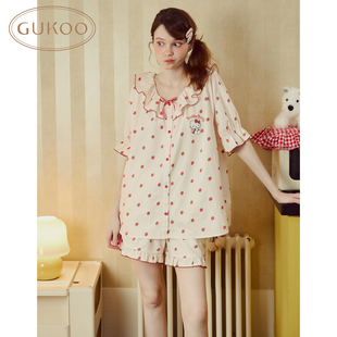 Gukoo 果壳睡衣kitty甜美波点夏季 短袖 舒适睡衣女士家居服套装