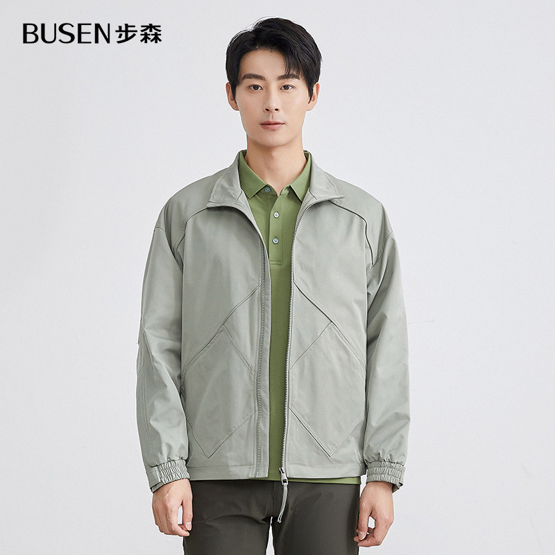 busen/步森男士休闲翻领夹克薄款工装上衣春夏新款春夏新款