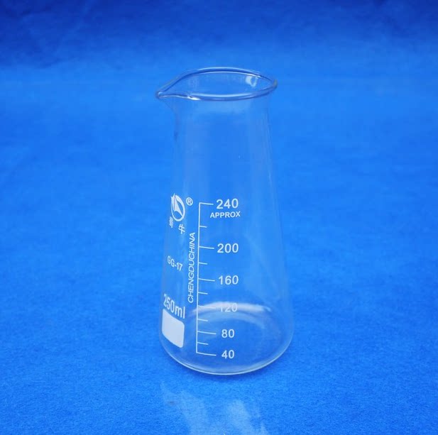 玻璃三角烧杯125/250/500ml 锥形烧杯 带刻度 三角烧瓶 蜀牛正品