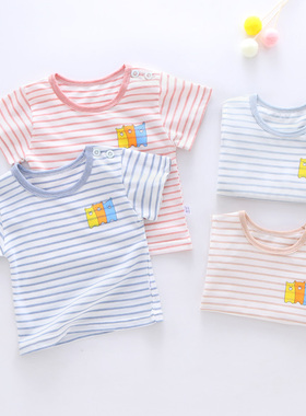 宝宝短袖t恤薄款夏季透气0123岁男女婴幼儿童纯棉A类肩扣短袖上衣