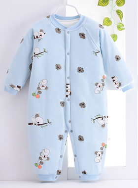 夹棉爬服连体衣表里纯棉连体衣