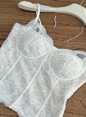 仙~韩系蕾丝性感美背鱼骨吊带背心女新款内搭带胸垫文胸一体抹胸